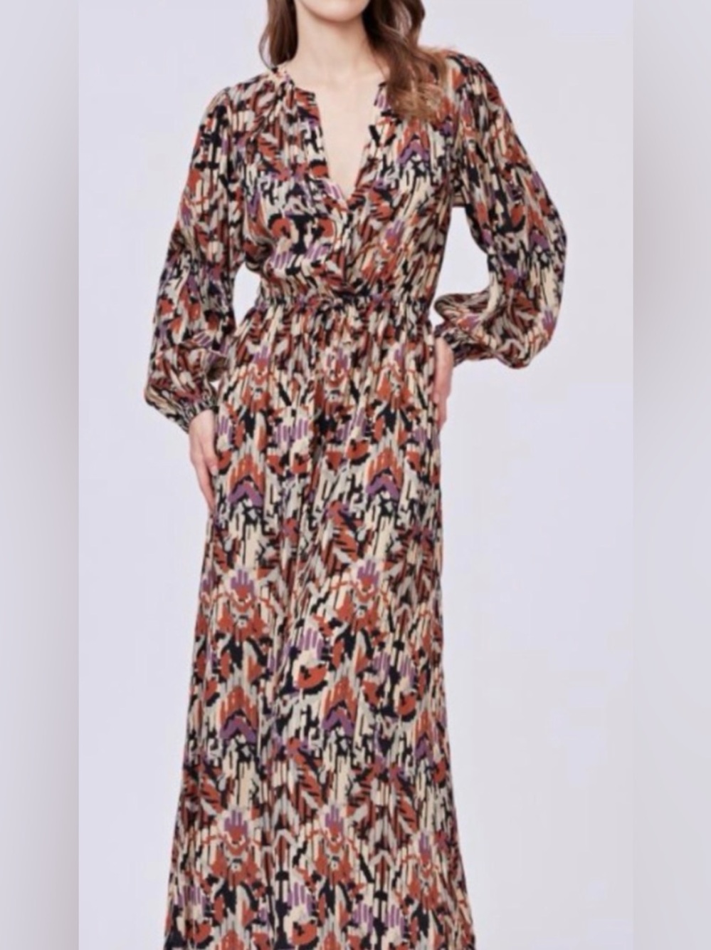 See U Soon - Anthropologie Bohemian Printed Maxi Dress in Rust Multi - l